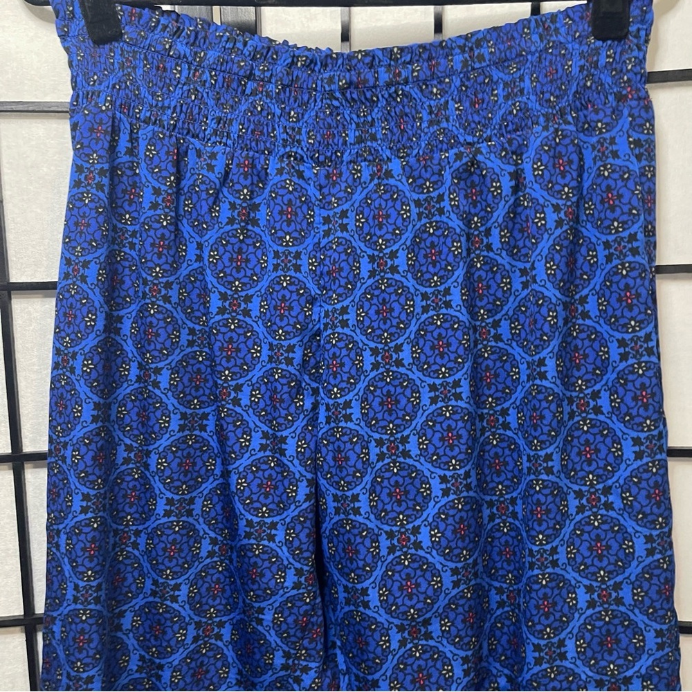 Aerie Blue Patterned Elastic Waist Harem Lounge Pants L - Picture 2 of 4